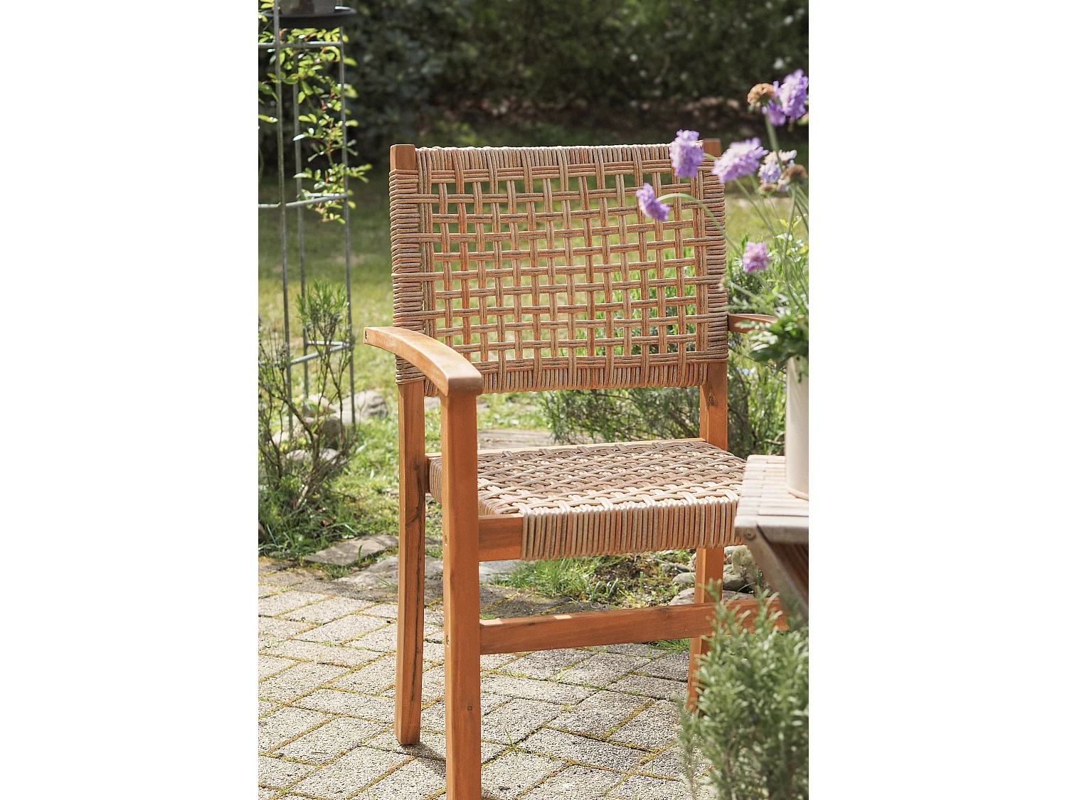 Nordlys - Lot de 2 Chaises de Jardin en Acacia Massif et Corde