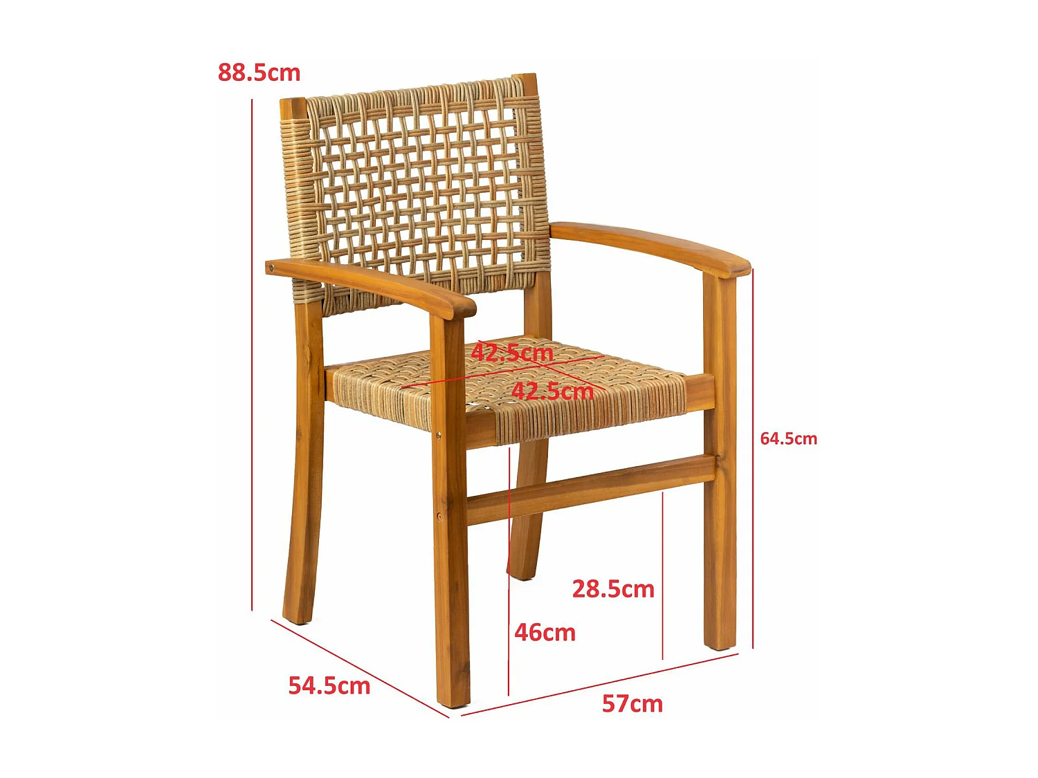 Nordlys - Lot de 2 Chaises de Jardin en Acacia Massif et Corde
