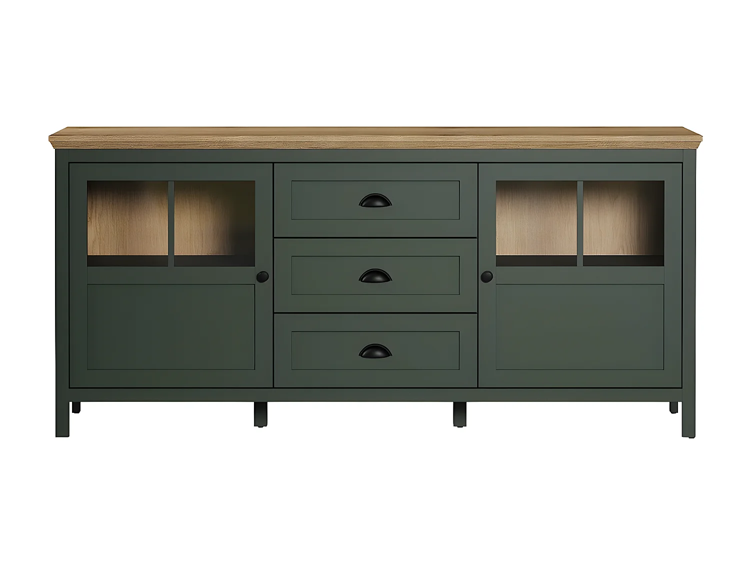 Stanton dressoir groen, eik decor.