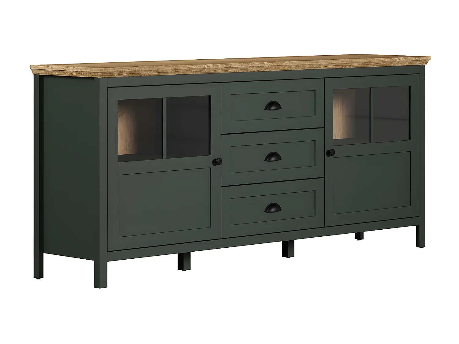 Stanton dressoir groen, eik decor.