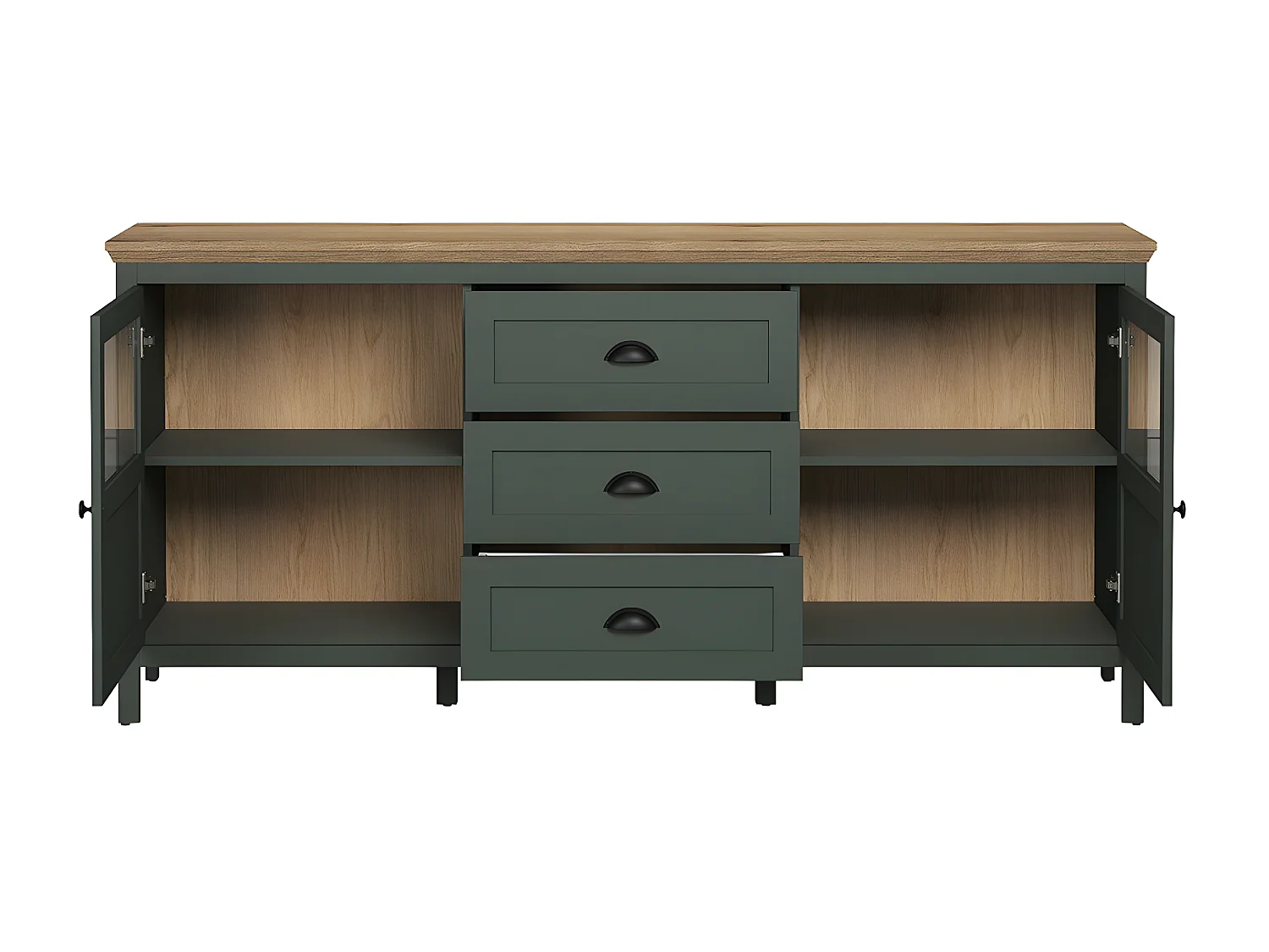 Stanton dressoir groen, eik decor.