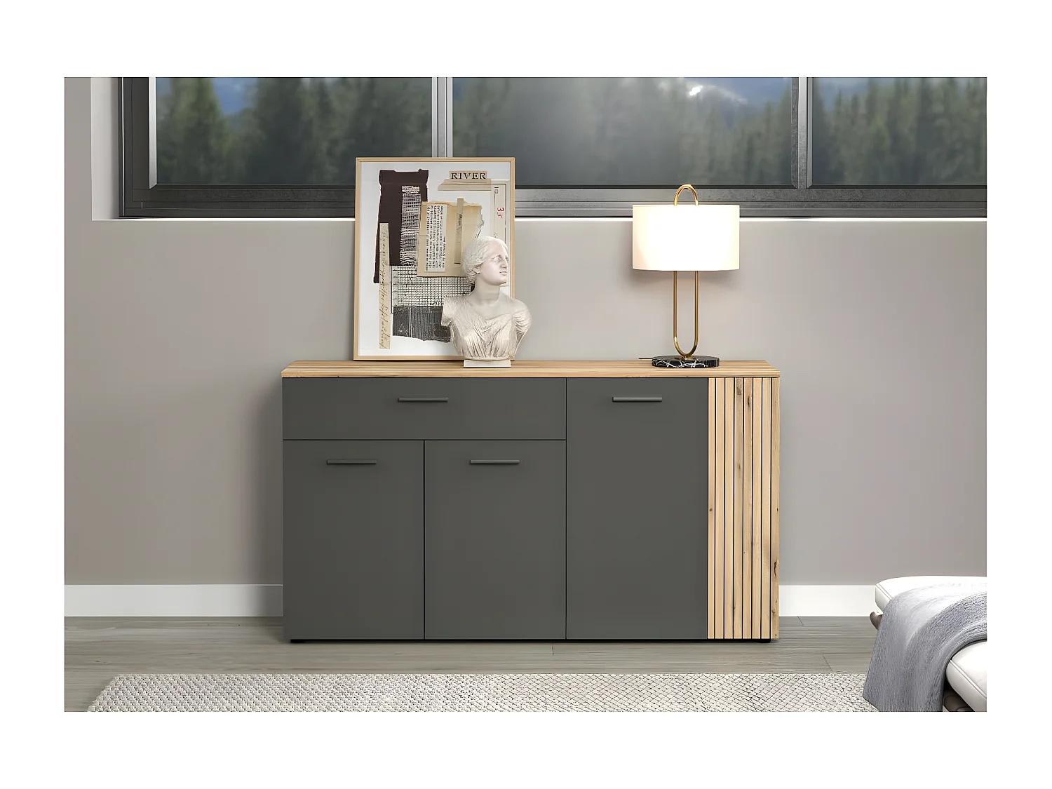 Buffet 3 portes et 1 tiroir L150 cm - Esteban