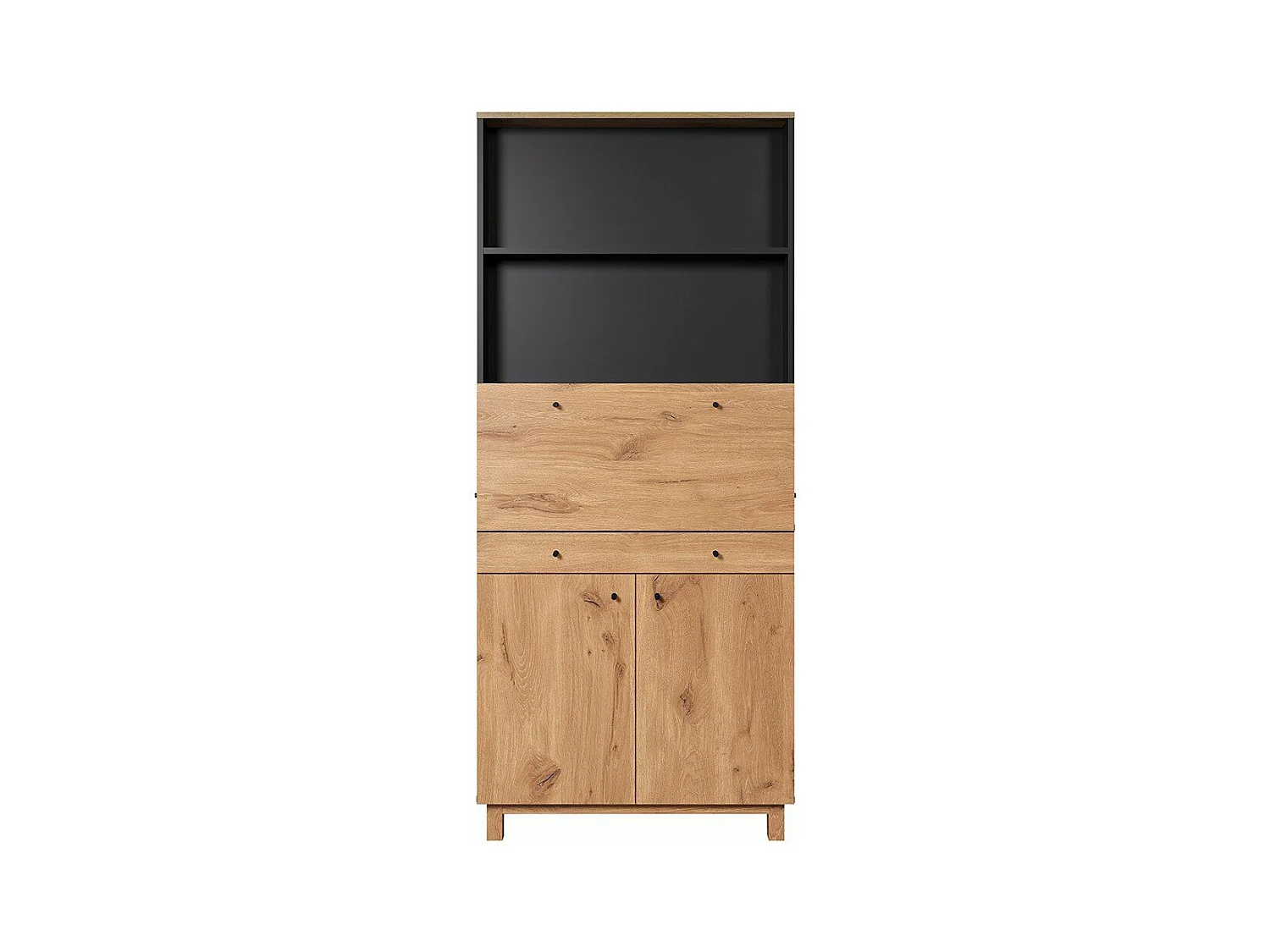 Solution bureau met berging, kantoor aan huis blauw, eik decor.