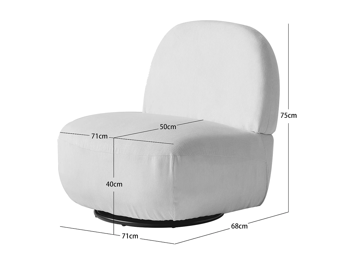 Fauteuil de salon pivotant en tissu gris