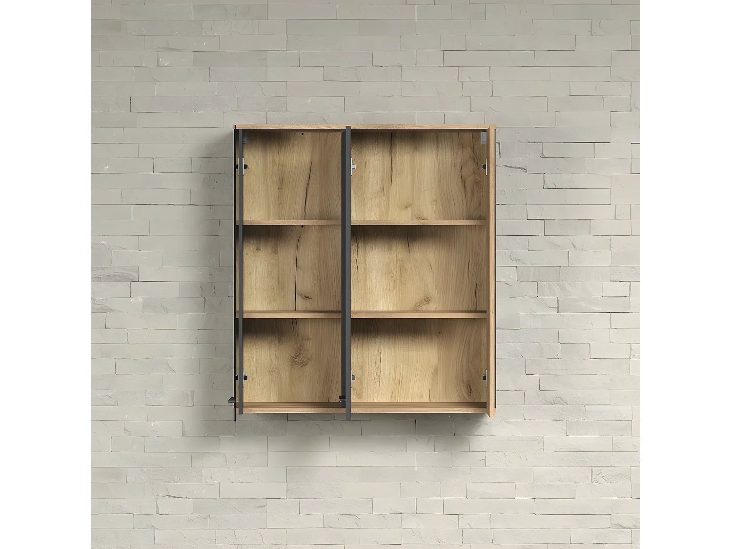 Esteban vitrinekast wandkast grijs, eik decor.