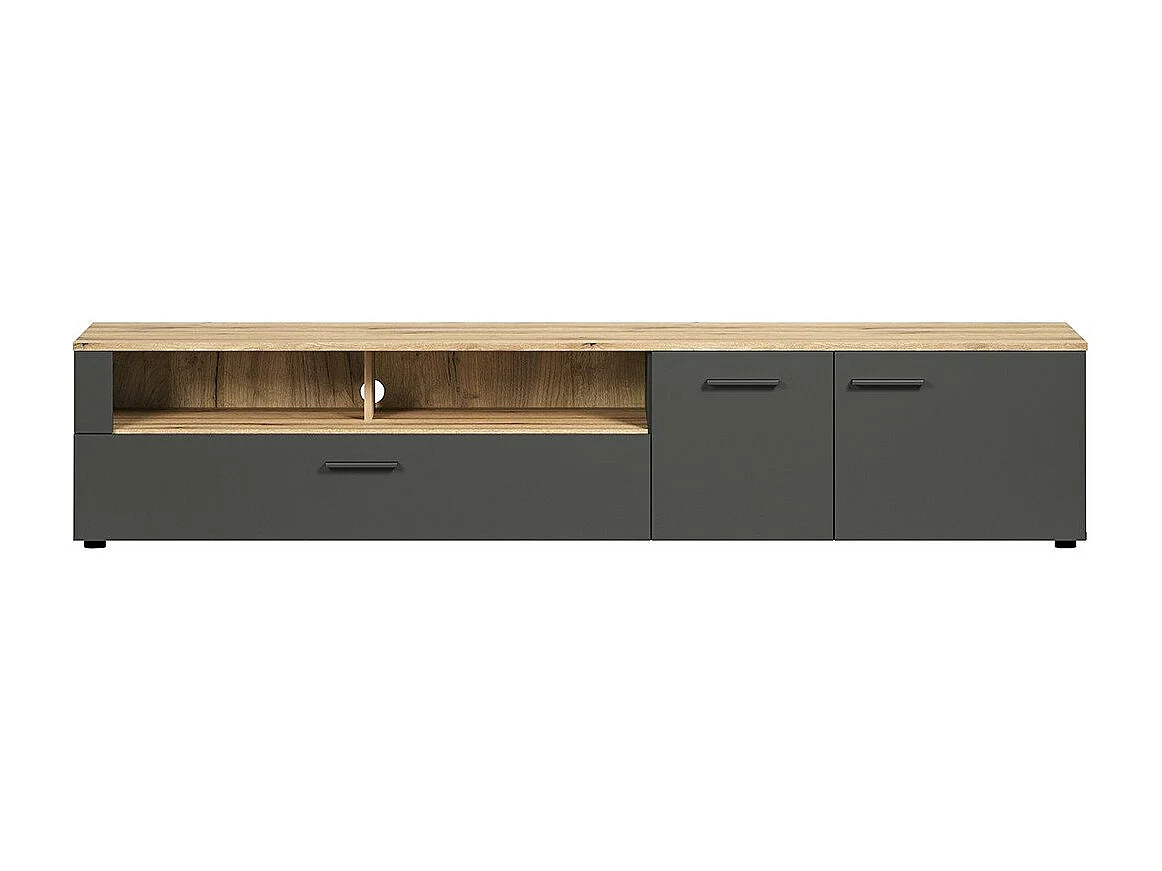 Meuble TV 2 portes, 2 niches et 1 abattant L210 cm - ESTEBAN