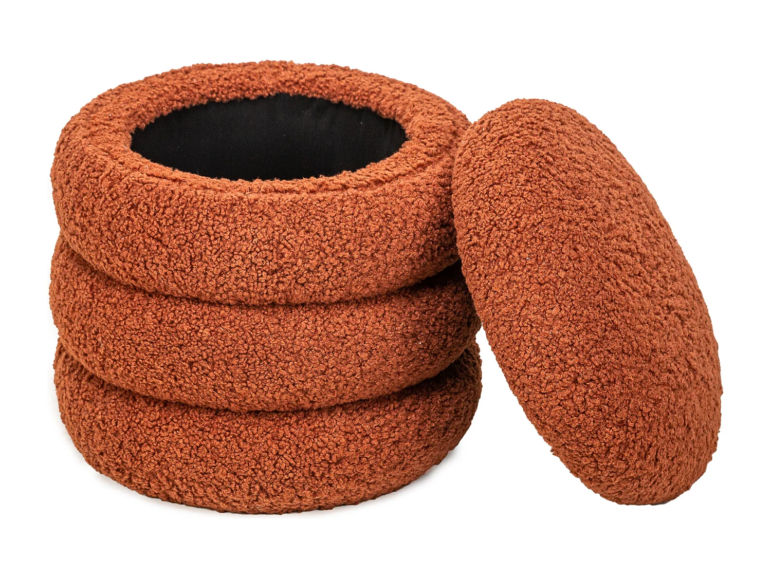 Pouf en bouclettes terracotta style scandinave