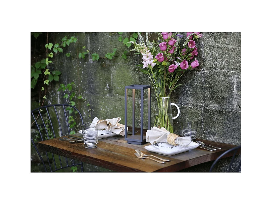 Lanterne LED gris foncé à piles 2,2 W IP54 Zafferano