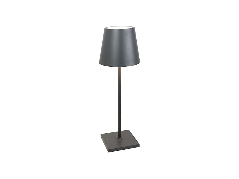 Lampe de table LED Poldina L Desk Gris Foncé, rechargeable et dimmable avec une autonomie jusqu'à 12 heures