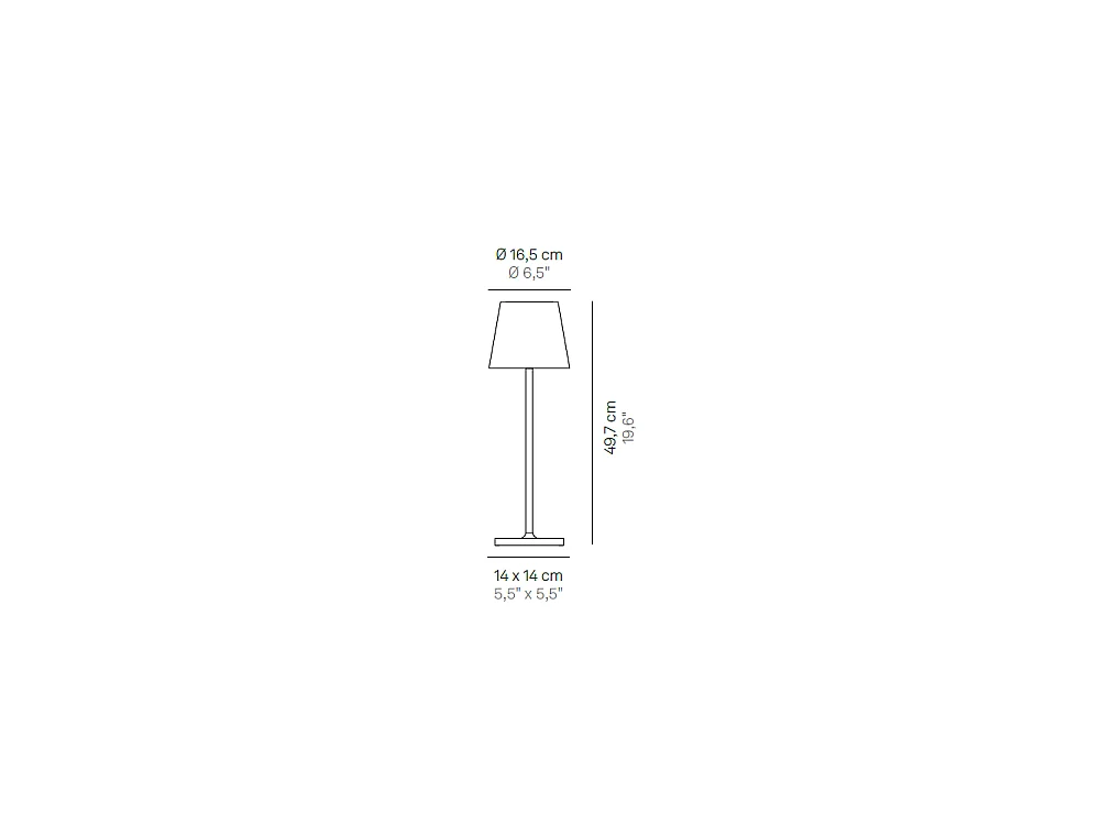 Lampe de table LED Poldina L Desk Gris Foncé, rechargeable et dimmable avec une autonomie jusqu'à 12 heures