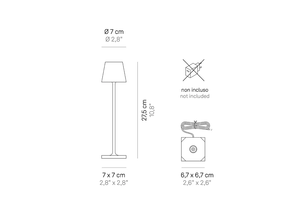 Lampada a led da tavolo Poldina Pro Micro Oro Lucido ricaricabile e dimmerabile con batteria fino a 12 ore