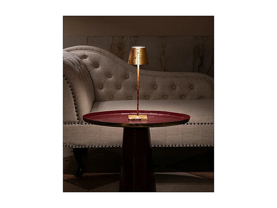 Poldina Pro Red Gold Leaf Craquelè Lampa stołowa LED z akumulatorem i możliwością ściemniania do 12 godzin