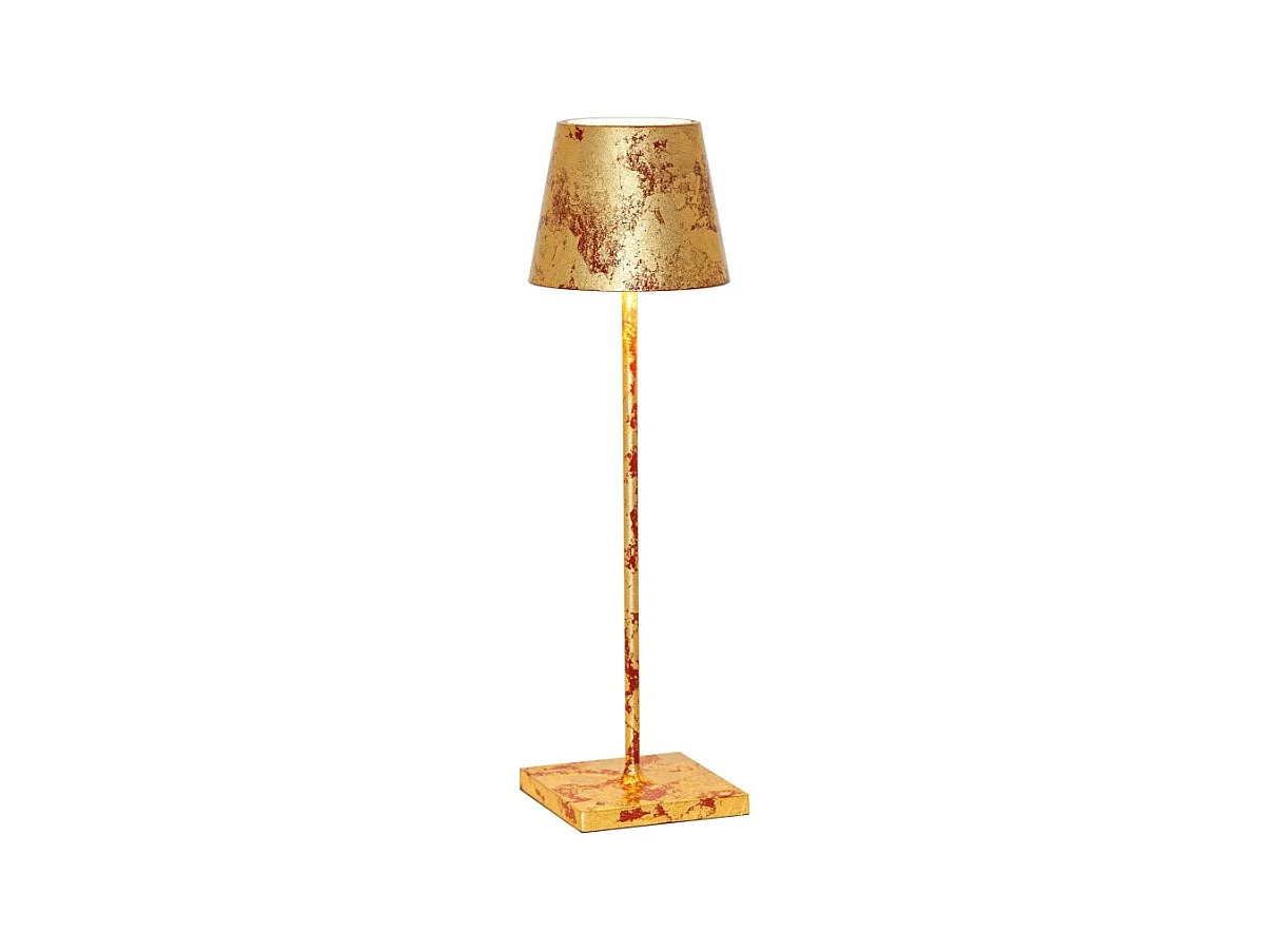 Candeeiro de mesa LED Poldina Pro Red Gold Leaf Craquelè recarregável e regulável com bateria até 12 horas