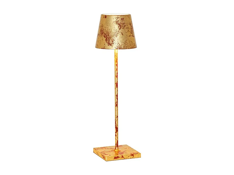 Lampe de table LED Poldina Pro Red Gold Leaf Craquelè rechargeable et dimmable avec batterie jusqu'à 12 heures