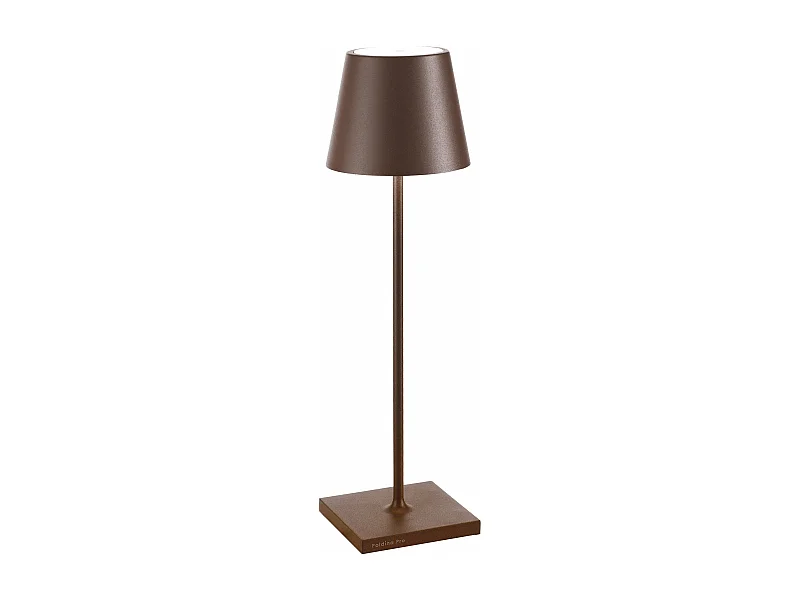 Lampada a led da tavolo Poldina Pro Corten ricaricabile e dimmerabile con batteria fino a 12 ore. Da uso esterno IP65