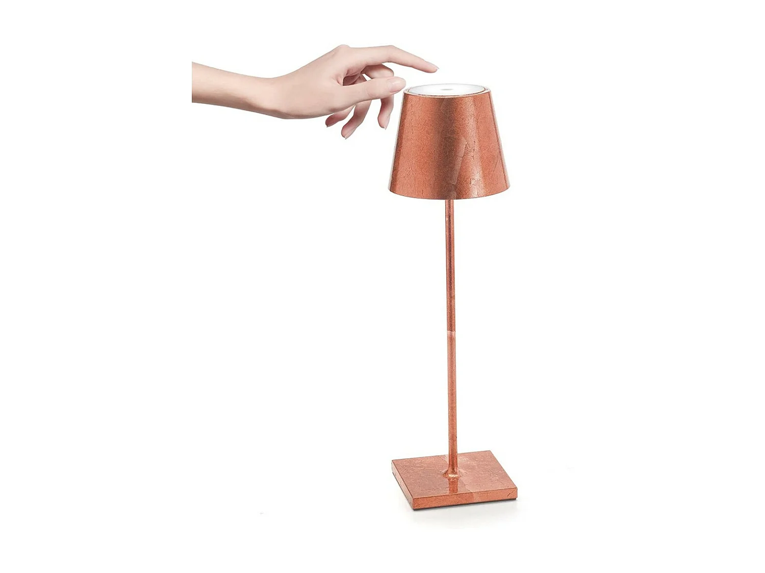 Poldina Pro Copper Leaf LED tafellamp, oplaadbaar en dimbaar met batterijduur tot 12 uur
