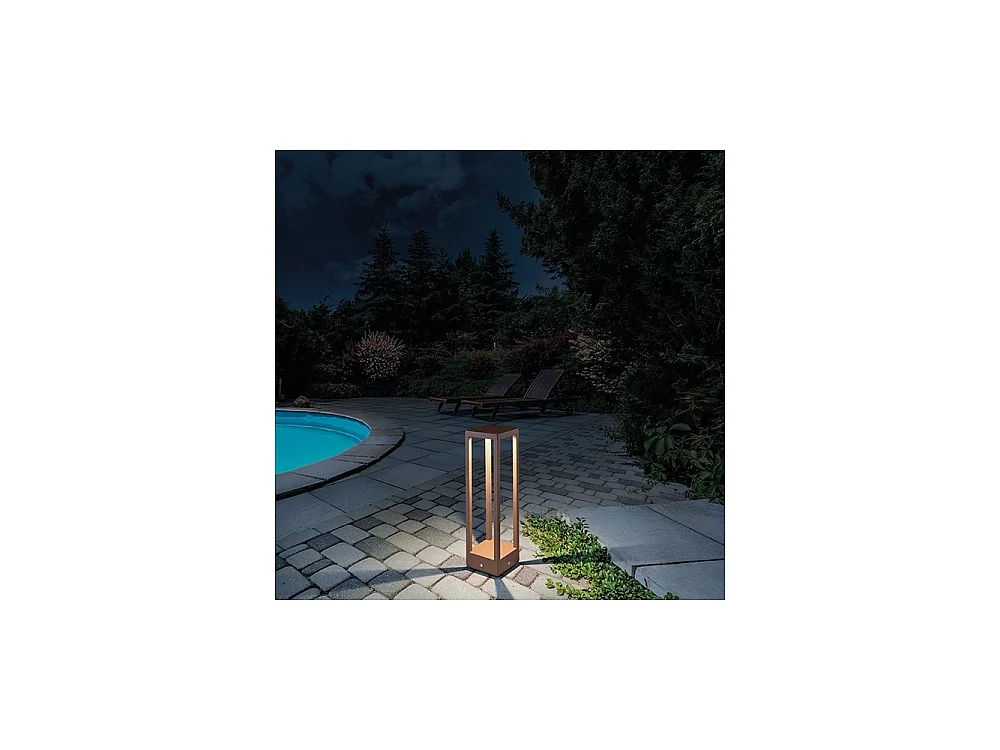 Lanterna solar LED residencial de 2,2 W, alimentada por bateria, IP54, Zafferano Corten