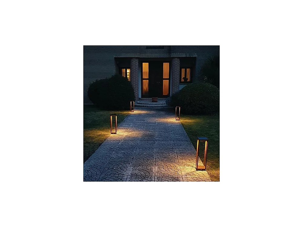 Lanterna solar LED residencial de 2,2 W, alimentada por bateria, IP54, Zafferano Corten