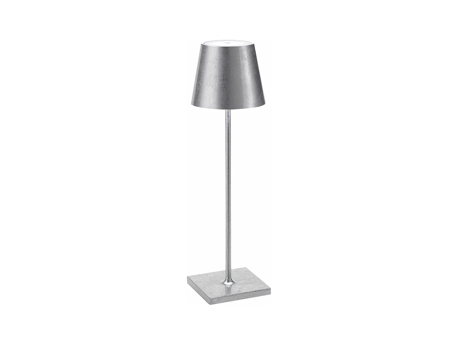 Lampe de table LED Poldina Pro Silver Leaf, rechargeable et dimmable avec une autonomie allant jusqu'à 12 heures