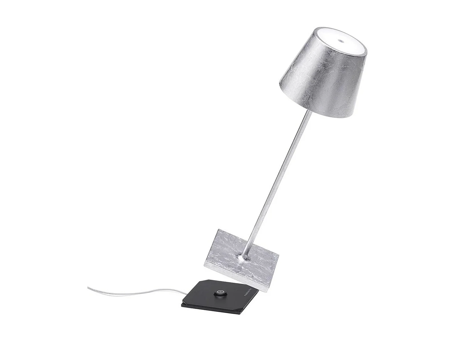 Lampe de table LED Poldina Pro Silver Leaf, rechargeable et dimmable avec une autonomie allant jusqu'à 12 heures