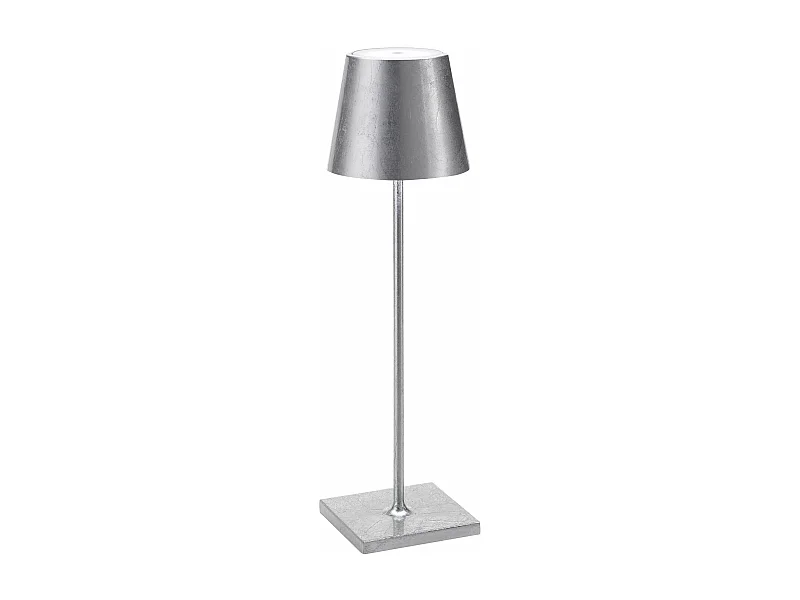 Candeeiro de mesa LED Poldina Pro Silver Leaf, recarregável e regulável com bateria que dura até 12 horas