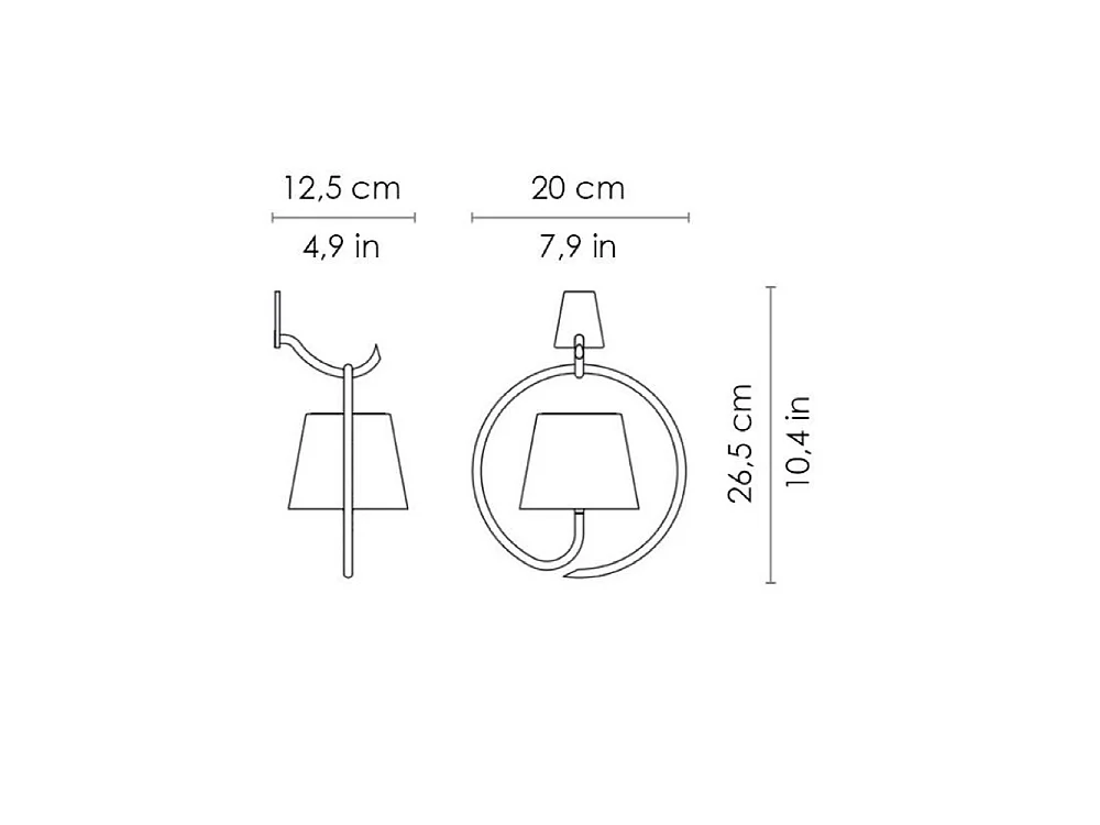 Lampada a led da Parete con Gancio Poldina Bianca ricaricabile e dimmerabile con batteria fino a 12 ore