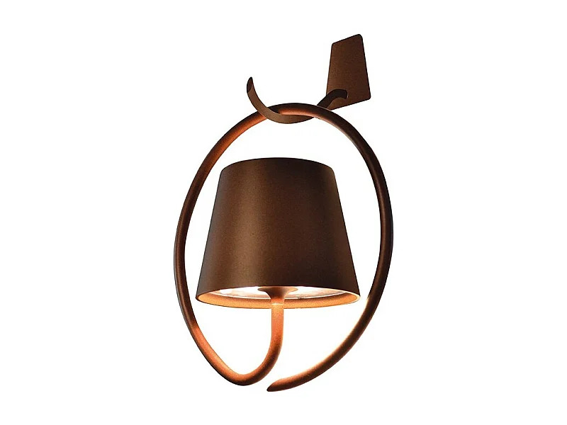 Applique LED Poldina Corten avec crochet, rechargeable et dimmable avec batterie jusqu'à 12 heures