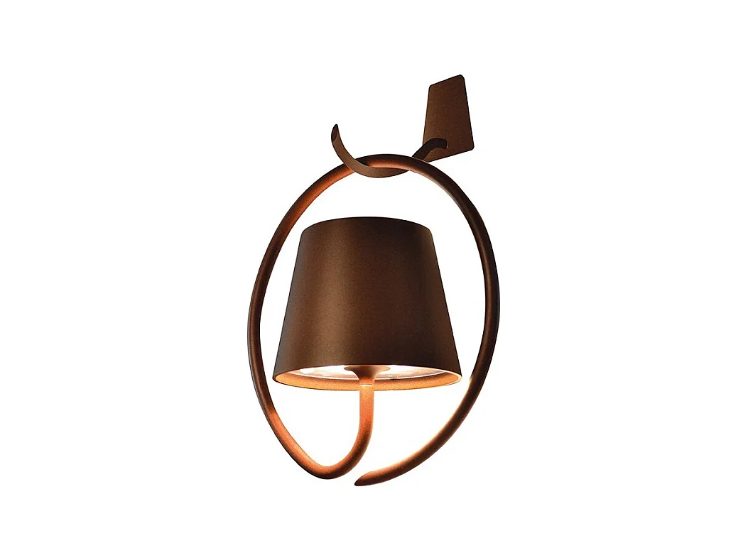Applique LED Poldina Corten avec crochet, rechargeable et dimmable avec batterie jusqu'à 12 heures