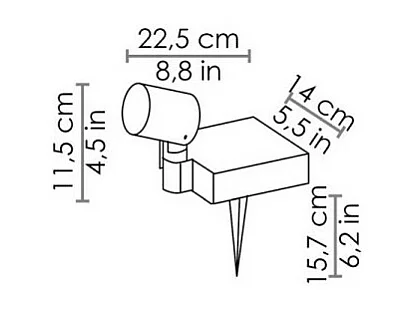 Reflektor naziemny Solar LED 1,3 W zasilany baterią z ogniwami fotowoltaicznymi IP65 w kolorze ciemnoszarym