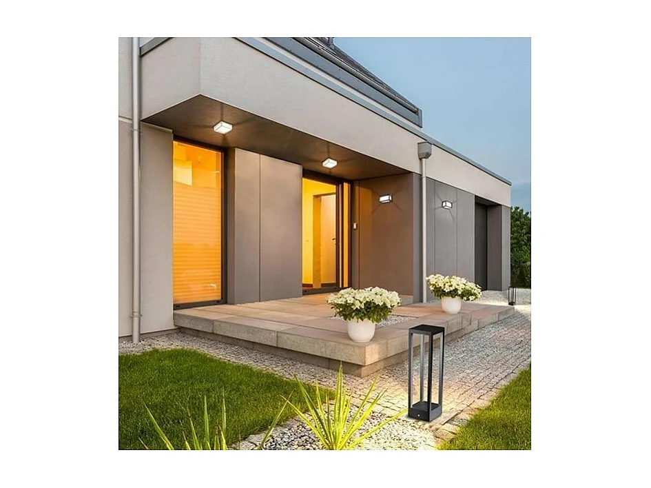 2,2W donkergrijze LED-huislantaarn op zonne-energie met batterij IP54 Zafferano