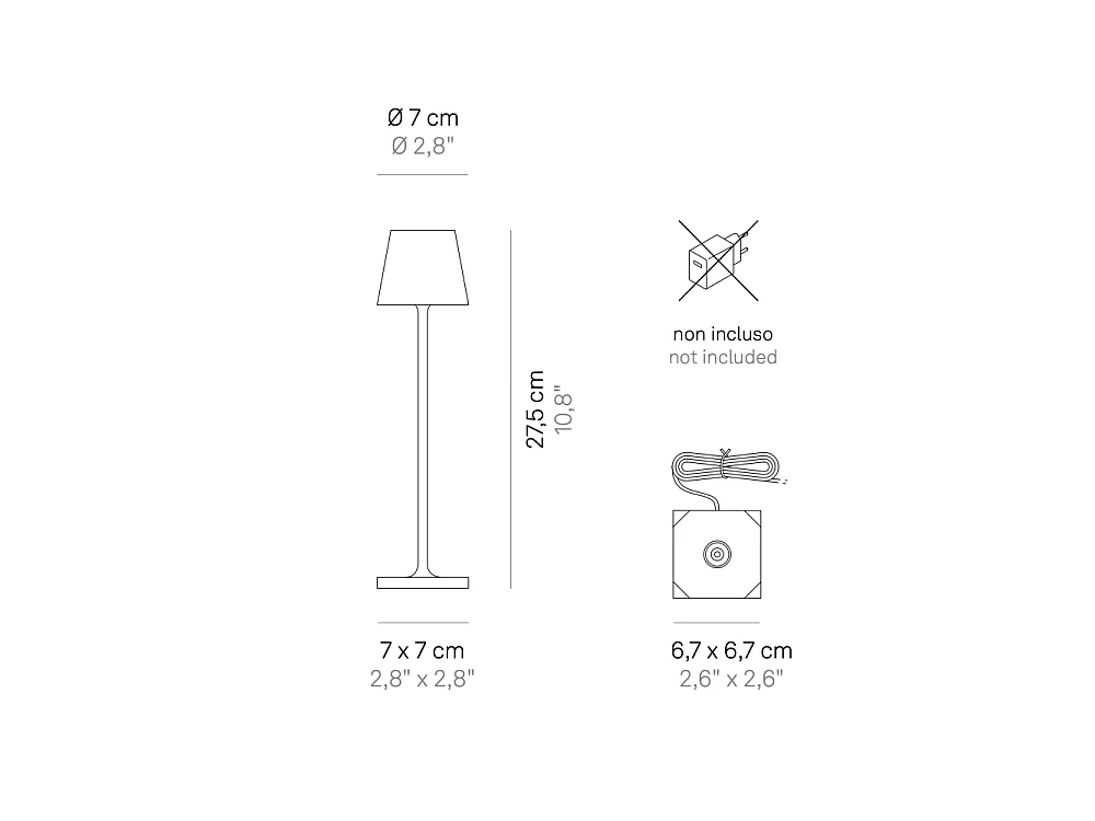 Lampada a led da tavolo Poldina Pro Micro Rossa Foglia Oro Craquelè ricaricabile e dimmerabile con batteria fino a 12 ore