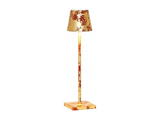 Candeeiro de mesa LED Poldina Pro Micro Red Gold Leaf Craquelè recarregável e regulável com bateria até 12 horas