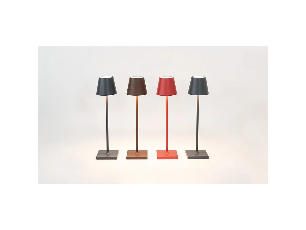 Lampe de table LED Poldina Pro Micro Gris Foncé, rechargeable et dimmable avec une autonomie allant jusqu'à 12 heures
