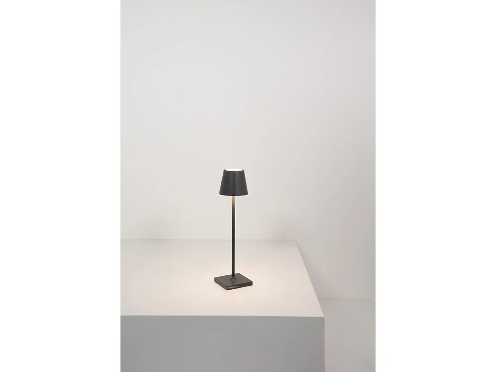 Lampe de table LED Poldina Pro Micro Gris Foncé, rechargeable et dimmable avec une autonomie allant jusqu'à 12 heures