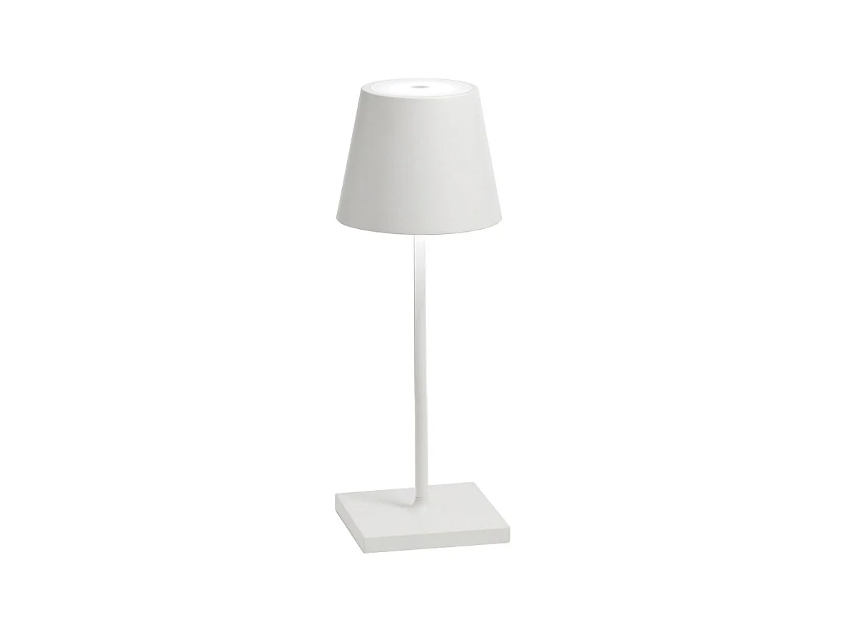 Lampe de table LED rechargeable et dimmable Poldina Pro Mini White avec une autonomie allant jusqu'à 12 heures