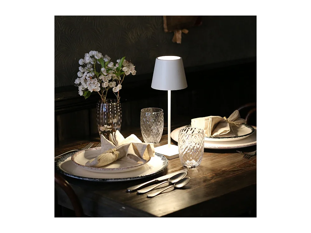 Poldina Pro Mini Witte oplaadbare en dimbare LED-tafellamp met batterijduur tot 12 uur