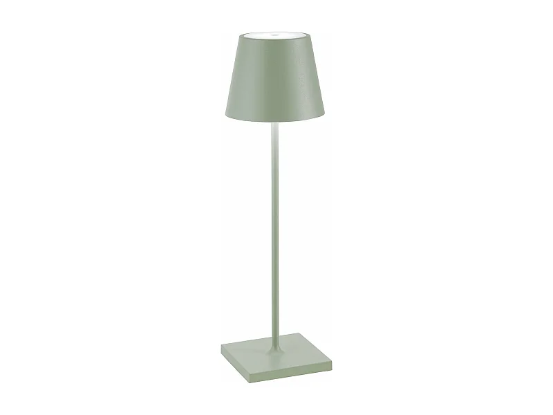 Lampada a led da tavolo Poldina Pro Verde Salvia ricaricabile e dimmerabile con batteria fino a 12 ore. Da uso esterno IP65