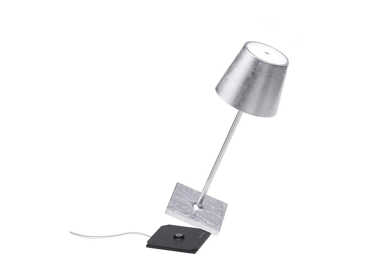Poldina Pro Mini Silver Leaf LED-Tischleuchte, wiederaufladbar und dimmbar, mit einer Akkulaufzeit von bis zu 12 Stunden.