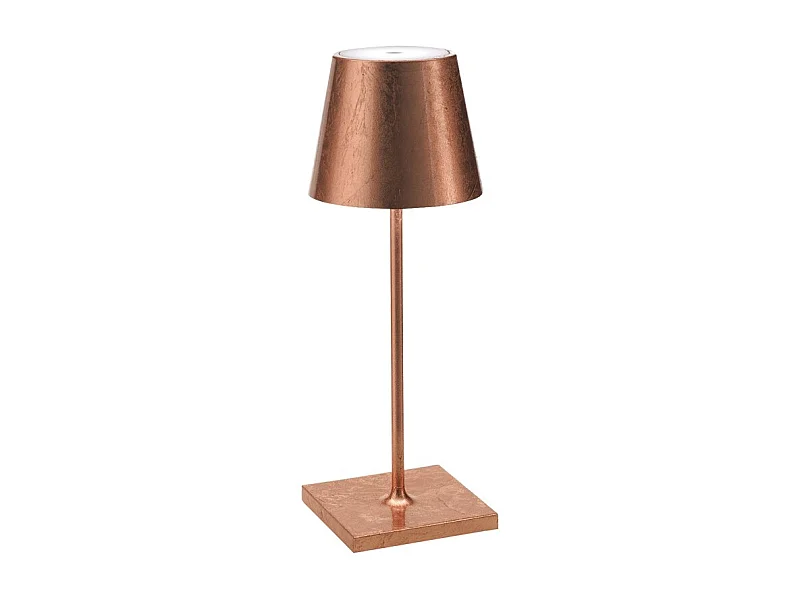 Lampe de table LED Poldina Pro Mini Copper Leaf, rechargeable et dimmable avec une autonomie allant jusqu'à 12 heures