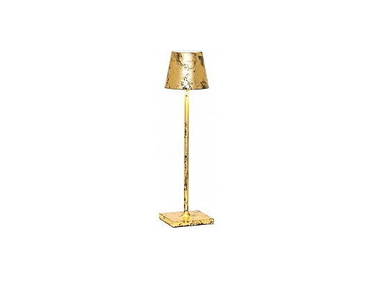 Lampe de table Poldina Pro Micro LED Noir Feuille d'Or Craquelè rechargeable et dimmable avec batterie jusqu'à 12 heures