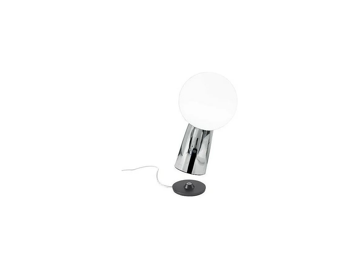 Lampe de table Olimpia Pro en chrome poli, rechargeable et dimmable