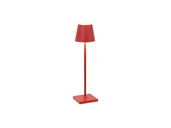 Lampe de table LED rechargeable et dimmable Poldina Pro Micro Red avec autonomie jusqu'à 12 heures