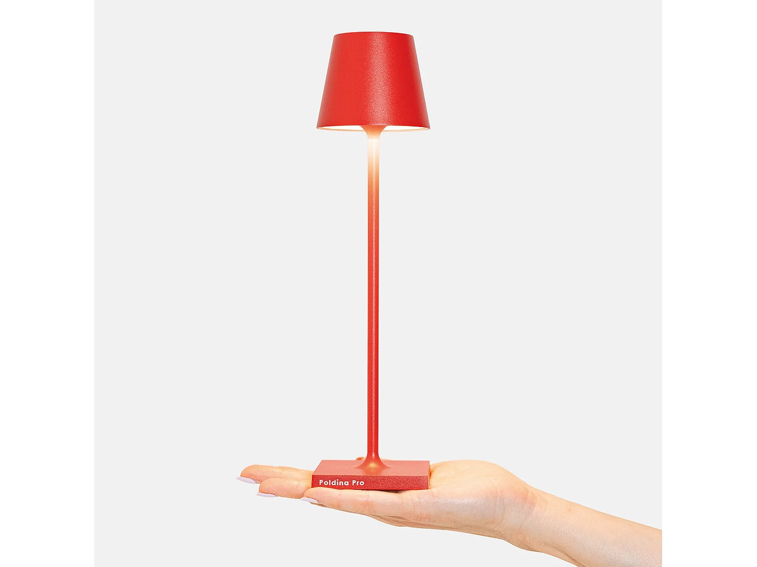 Poldina Pro Micro Red genopladelig og dæmpbar LED-bordlampe med batterilevetid på op til 12 timer