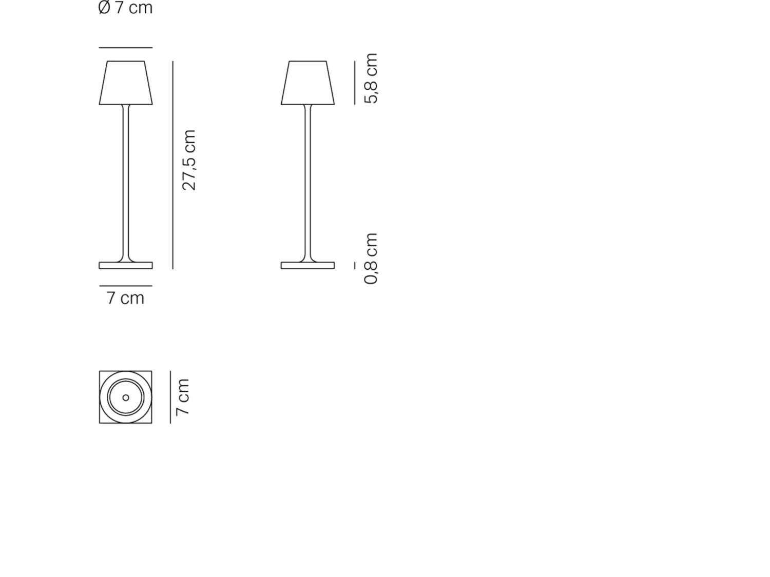 Poldina Pro Micro Red genopladelig og dæmpbar LED-bordlampe med batterilevetid på op til 12 timer