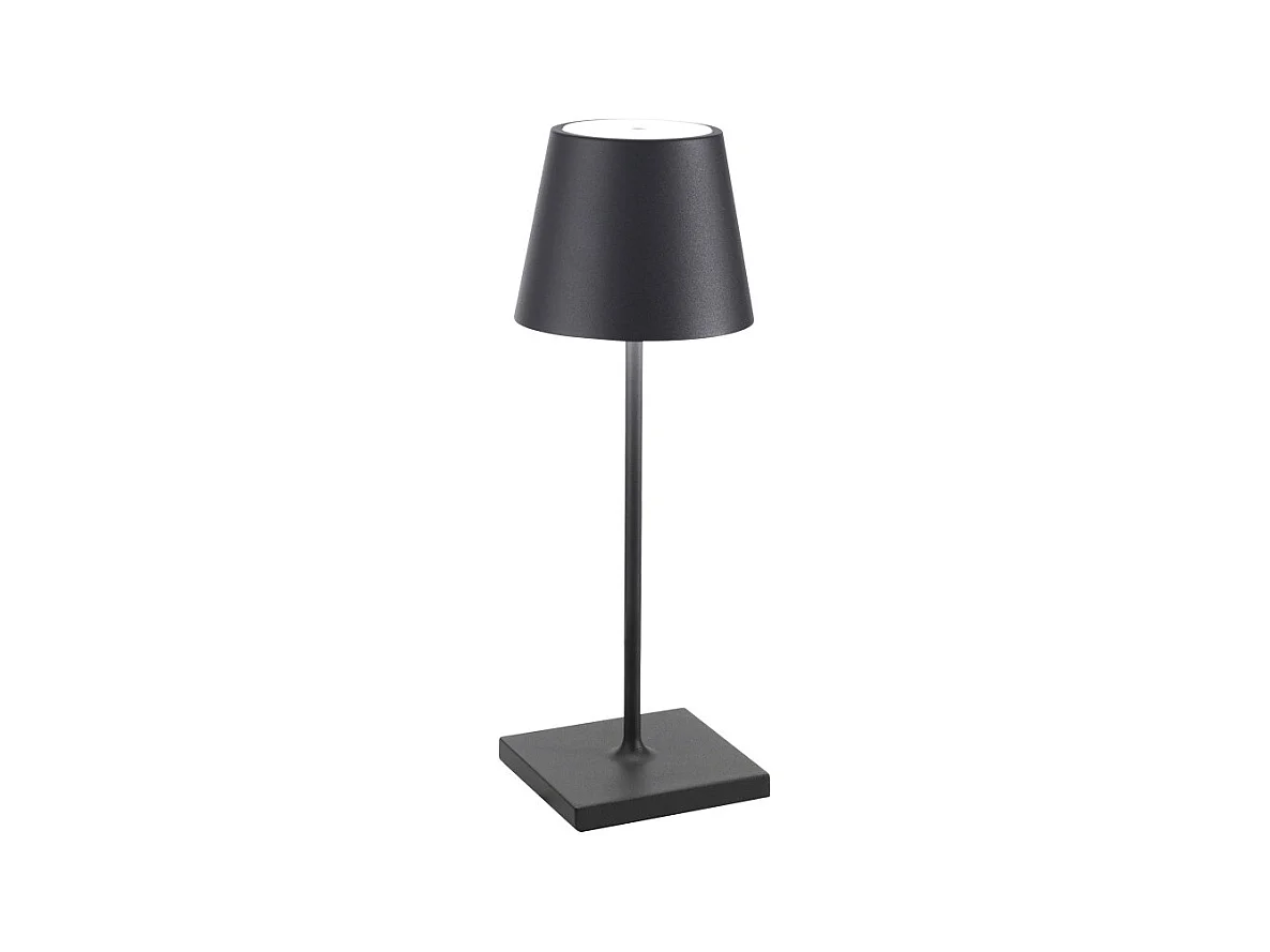 Lampe de table LED Poldina Pro Mini Gris Foncé, rechargeable et dimmable avec une autonomie allant jusqu'à 12 heures