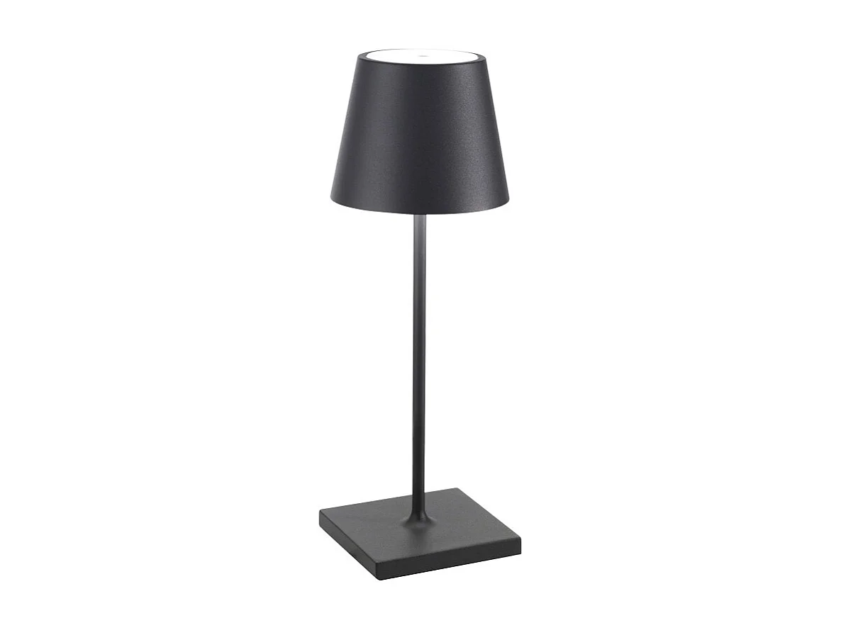 Lampe de table LED Poldina Pro Mini Gris Foncé, rechargeable et dimmable avec une autonomie allant jusqu'à 12 heures