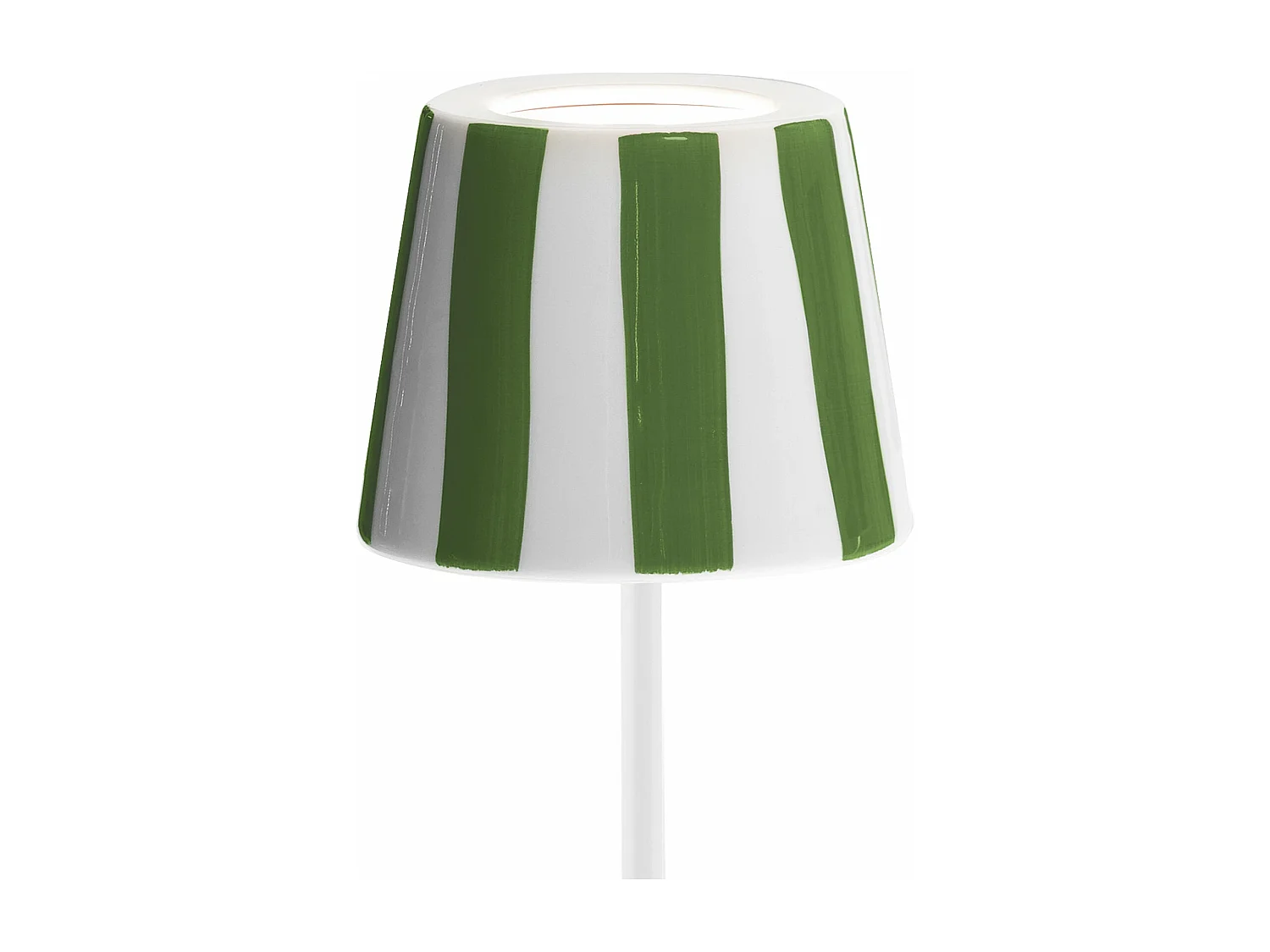 Lampe LED Poldina Lido rayures vertes rechargeable IP65 extérieur, dimmable avec autonomie jusqu'à 12 heures