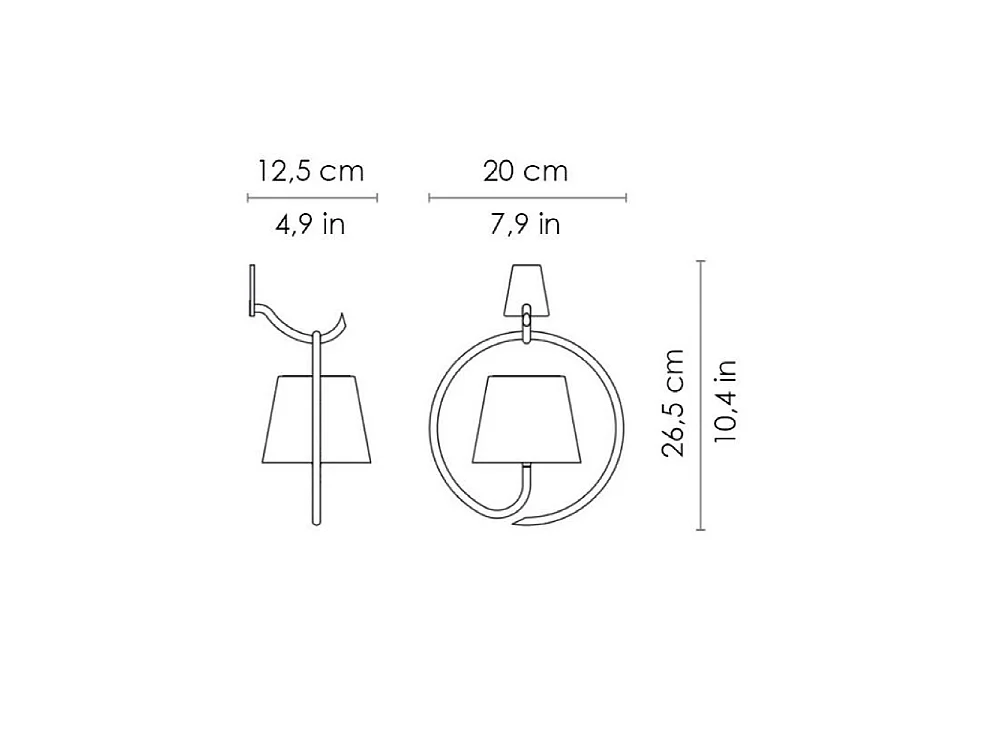 Poldina Dark Grey Akumulatorowa i ściemnialna lampa ścienna LED z haczykiem i baterią do 12 godzin