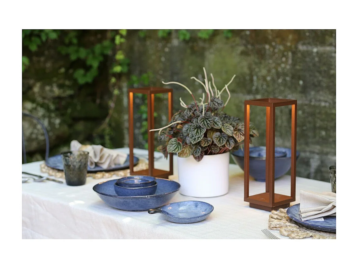 Linterna Corten para el hogar, 2,2 W, LED, batería, IP54, color azafrán