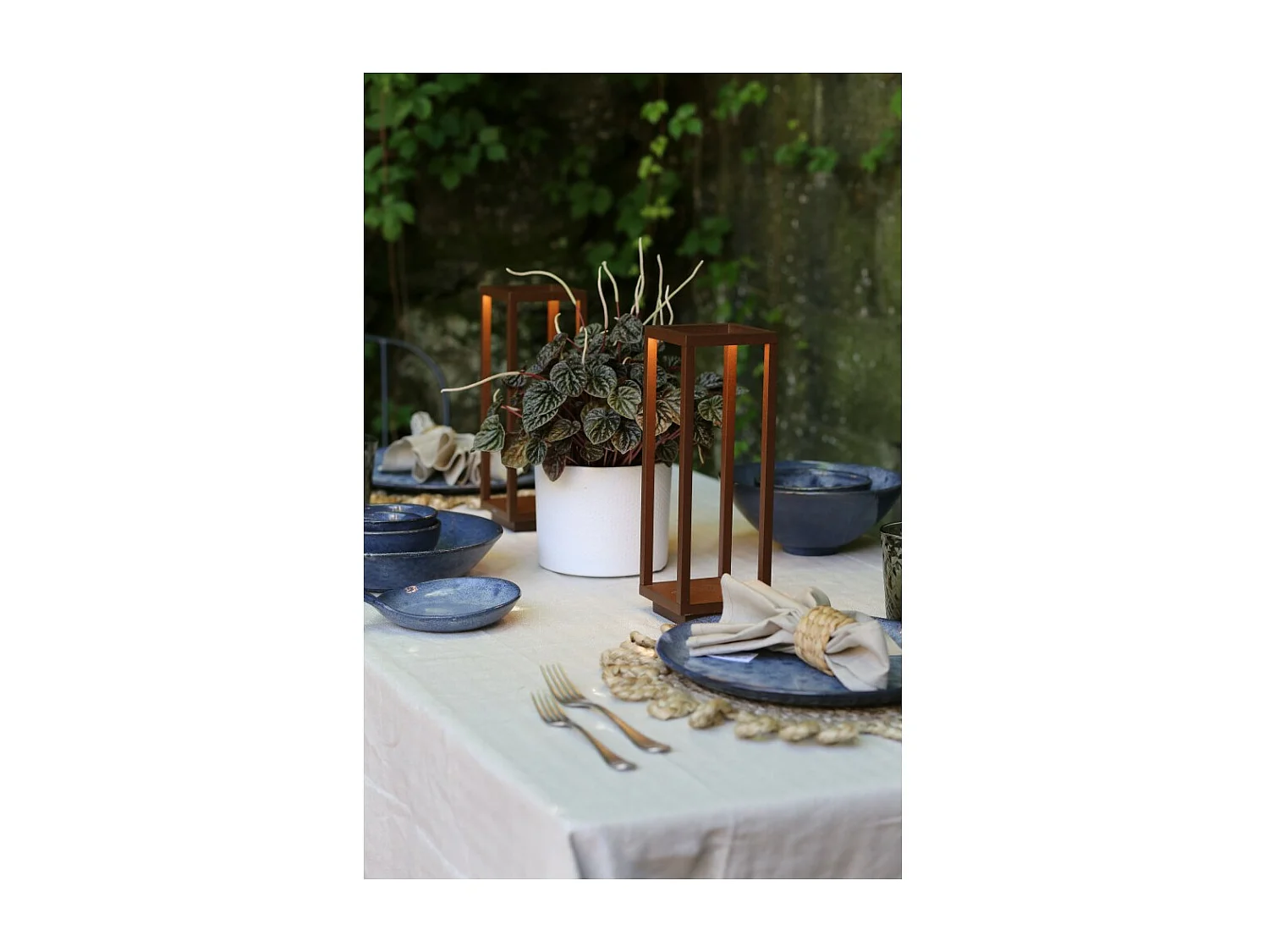 Linterna Corten para el hogar, 2,2 W, LED, batería, IP54, color azafrán